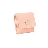 Bolsa compacta para joyas de viaje con compartimentos antienredos para aretes, anillos, collares y pulseras, protección interior de terciopelo de felpa (rosa)