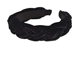 KRYMSON 2 diademas trenzadas de terciopelo trenzado, estilo vintage, accesorios para el cabello, elegantes diademas para mujer, diademas de terciopelo, perfectas para el uso diario