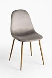 Regalos Miguel - Sillas Comedor - Silla Teok Terciopelo - Gris Claro