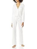 Amazon Essentials Conjunto de Pija con Camisa de Manga Larga y Pantalón Largo en Modal y Algodón Mujer, Blanco, XXL