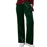 Generisch Pantalones de terciopelo para mujer, holgados, pantalones de chándal de terciopelo suave, pierna ancha, pierna recta, pantalones deportivos para mujer, monocolor, informales, pantalones de