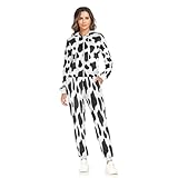 Ksajwzf Conjunto deportivo de 2 piezas para mujer, de piel de vaca, color blanco y negro, conjunto deportivo de manga larga, con piel de animal, multicolor, XXL