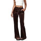 Pantalones de terciopelo para mujer, cintura alta, pantalones de chándal de invierno, monocolor, pantalones de deporte, pantalones de entrenamiento, cómodos pantalones de yoga con cordón y bolsillos