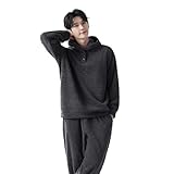 Conjunto genérico de pijama de dos piezas de terciopelo para hombre, albornoz cómodo y cálido para la mañana, Teune Spa suave y relajante para el ocio, chándal de moda para el hogar transpirable, gris