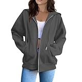 Generisch Chaqueta con capucha para mujer con cremallera como favorecedora sudadera de manga larga alternativa para una elegancia informal, GY2., XXL