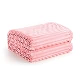 Vessia Manta de franela de forro polar (50 x 70 pulgadas, rosa), manta ligera para sofá, cálida y acogedora, manta de microfibra de felpa para todas las estaciones