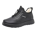 Botas para hombre, primavera, otoño e invierno, de terciopelo, suela no suave, zapatos de algodón cálido, cómodas, gruesas, botas de senderismo de moda, Black, 42.5 EU