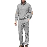 Conjunto genérico para hombre con capucha y cremallera, bolsillo canguro, pantalones de carga, elásticos, interior de terciopelo grueso, 2 piezas, otoño, invierno, traje al aire libre, senderismo