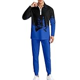 Generisch Conjunto de polo para hombre, traje de chándal de dos piezas, traje deportivo para otoño y primavera, moderno traje de ocio, camiseta polo con media cremallera y pantalones de joggy, juego
