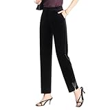 OATTIS Pantalones De Terciopelo Dorado Minimalistas Y De Moda para Mujer En Primavera Y Verano, Pantalones Casuales Sueltos Simples Y Modernos,Color1,Metro