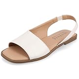 Journee Collection Sandalias planas D'Orsay con textura de cocodrilo para mujer, sin cordones, puntera cuadrada abierta, de espuma Brinsley Tru Comfort, Blanco, 38 EU