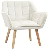 HOMCOM Butaca de Salón Moderna, Sillón Lectura Tapizado en Terciopelo con Asiento Ancho, Patas de Madera, Fácil Montaje, Sillón Relax para Sala de Estar, Dormitorio y Balcón, Crema