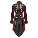 Chaqueta Steampunk Hombre Medieval Chaqueta Frac Hombre Retro Esmoquin Hombre de Terciopelo Abrigo Largo Hombre Estilo Victoriano Renacentista Disfraz Halloween Hombre Disfraces Gotico Hombre