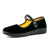 AioTio Zapatos Mary Jane de Terciopelo para Mujer - Bailarinas con Suela de Goma Antideslizante - Zapatos Planos de Ballet y Baile - Merceditas (38 EU, 240mm)