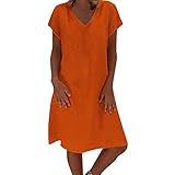 camiseta de algodón estilo casual ropa de las mujeres vestido de las mujeres vestido de mujer más tamaño femenino, naranja, 5XL