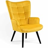 IDMarket - Sillón escandinavo ANIA Terciopelo Amarillo