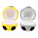 Healeved 2 piezas Caja de Joyas de Fútbol de Terciopelo para Anillos de Gris y Amarillo Estuche Compacto para Ceremonia de Boda y Almacenamiento de Pendientes para Mujer