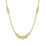 Collar de Oro Amarillo de 18 Quilates para Mujer, Collar de Cuentas para Boda, joyería Elegante, Novia, 18 Pulgadas