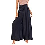 Culottes - Pantalones ligeros de verano para mujer, pantalones cruzados con hendidura, pierna ancha, pantalones con volantes, pantalones de yoga de verano, ligeros, transpirables, cómodos, pantalones