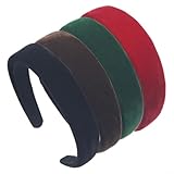 Kotkiddy 4 diademas anchas de terciopelo para el pelo, de terciopelo, antideslizantes, anchas, de terciopelo, para niñas y mujeres, multicolor, L