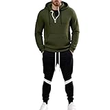 Genérico Chándal deportivo para hombre, conjunto completo de chándal negro para hombre, sudadera con capucha con cremallera, 1/4, estampado en relieve pantalones con cintura elástica de pierna ancha