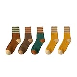Joyxien 5 pares de calcetines largos de rizo de algodón para mujer para otoño e invierno más calcetines de terciopelo para mantener el calor, Naranja, marrón, verde y 2 amarillos, Altoa única