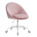 SONGMICS Silla de Oficina en Casa, Silla Giratoria de Terciopelo, Silla de Escritorio, Acolchada con Espuma, Altura Ajustable, para Estudio, Dormitorio, Rosa Jalea OBG020R02
