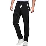 ZOXOZ Pantalon Chandal Hombre Deportivos Hombres Pantalones Casuales de Holgado Rectos Jogger con Bolsillos de Cremallera Negro L