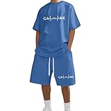 Chándal para hombre de gran tamaño, 2 piezas, Y2K, hip hop, ropa de calle cómoda, ropa de verano, ropa deportiva holgada, ropa de dos piezas, traje de ocio, camiseta de manga corta + juego de