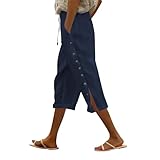 Pantalones 3/4 para mujer, pantalones cortos de verano, pantalones cortos de verano, pantalones cargo de algodón y lino, ligeros, bermudas, pantalones cortos para adolescentes, niñas, cintura alta