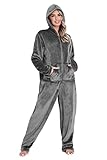 CityComfort Pijama Entero Mujer, Pijama de Polar Suave Cómodo Calentito S-XL (Carbón, XL)