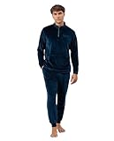 ADMAS Home Pijama Manga Larga Terciopelo Cuello Alto Corduroy para Hombre