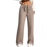Pantalones de verano para mujer, pierna recta, cintura elástica, pierna recta, pantalones ligeros, casuales, clásicos, para mujer, color sólido, para caminar, descansar, caqui, XXL