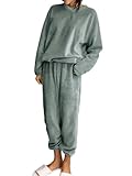 KOTTY Conjunto de chándal de invierno para mujer, conjunto de sudadera y pantalón deportivo con cordón para llevar elegante al gimnasio y de viaje, Ever Green, L