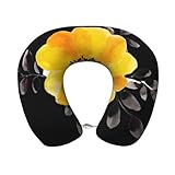 RRhgipp Almohada cervical de viaje con diseño de flores amarillas para avión, tren, coche, funda de almohada lavable en forma de U, almohada para si