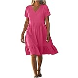 Vestido Mujer, Vestidos Mujer, Vestido de con Mangas Acampanadas Escote en V Corte Holgado y Estampado Vestidos De Flecos