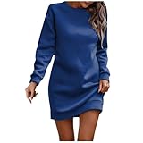 Vestido casual de terciopelo para mujer, cuello redondo, manga larga, para otoño e invierno, para viajes, vacaciones, azul, M