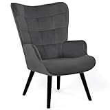 IDMarket - Sillón escandinavo ANIA de terciopelo gris