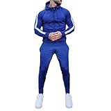 Generisch Chándal para hombre de 2 piezas, sudadera con capucha con cremallera, sudadera de gran tamaño Y2k con capucha y pantalones de chándal holgados, traje de casa transpirable, B1, color azul
