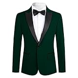 Allthemen Blazer para Hombre Trajes Slim Fit Velvet One Button Suit Chaqueta de Esmoquin Verde XL