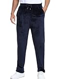 Yukiuiny Pantalón Largo Terciopelo Hombre Pijamas Polar Suaves Grueso Cuadros Invierno Forro Elástico Ropa de Dormir Cómodo Regalos para Hombres Azul Marino 3XL