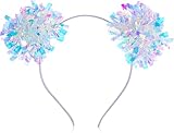 Xiuyong Tira de aluminio con alambre de metal brillante, diadema de moda con alambre de metal, diadema de bola de moda, accesorios para el cabello para mujer, cabeza de bola esponjosa y esponjosa