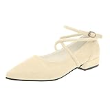 Zapatos de mujer cómodos de verano bonitas bailarinas para mujer, zapatos medievales, planos, de verano, para niñas, cómodos, de terciopelo, anchos, elegantes, para gimnasia, Blanco, 35 EU