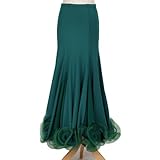 Yhsgscr Falda De Práctica para Bailes Latinos Falda De Baile para Rumba Y Samba Vestuario De Tango para Adultos Traje De Actuación De Cha Cha para Mujer,Verde,XXL