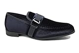 Mocasines de hombre Class Raso terciopelo azul negro zapatos elegantes ceremonia, Negro , 43 EU