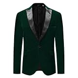 Allthemen Blazer para Hombre Trajes Slim Fit Velvet One Button Suit Chaqueta de Esmoquin Verde XL