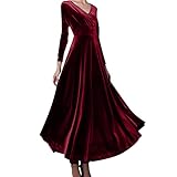 Vestido de mujer para invitada de boda, elegante vestido cruzado de manga larga, con lentejuelas, cuello en V, abertura alta, vestido de graduación, vestidos formales de terciopelo, talla grande,