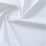 Tela de algodón blanco de 1 yarda, 55 pulgadas de ancho, tela de popelina de algodón natural, se vende por metros, material de muselina para bordado, costura de bricolaje, tela de ropa (blanco, 1,4 x