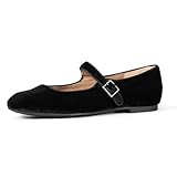 Amazon Essentials Bailarinas Tipo Mary Jane Mujer, Negro Terciopelo, 39.5 EU