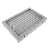 NUSITOU Caja Organizadora Grande para Joyas de Terciopelo con Tapa de Vidrio Transparente, Bandeja para Almacenamiento de Anillos y Pendientes, Joyero Portátil para Uso Diario y Viaje